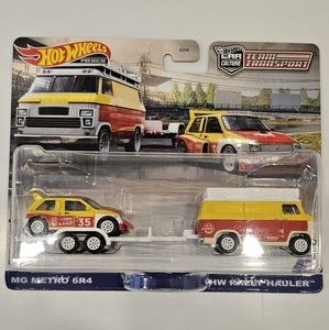 HOT WHEELS PREMIUM TEAM TRANSPORT MG METRO 6R4 and HW RALLY HAULER